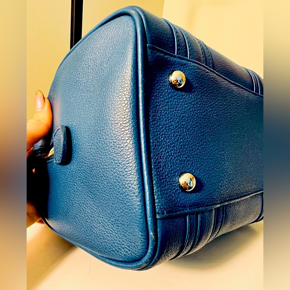 Authentic MCM Mini Boston Bag Blue Leather - Picture 8 of 16